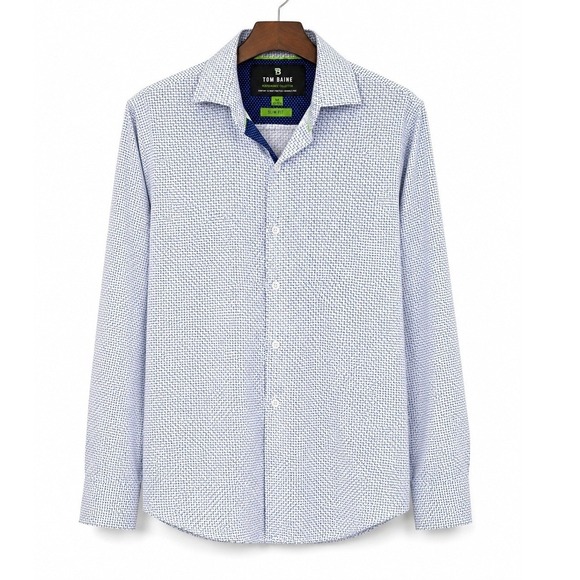 Tom Blaine Other - Tom Baine Performance Collection Slim Fit 4-Way Stretch Dress Shirt M Blue White